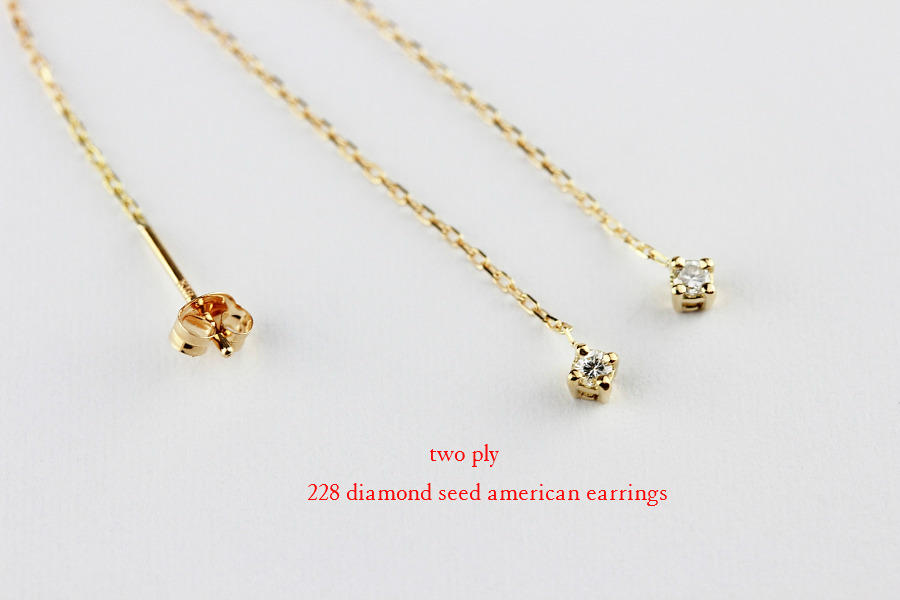 two ply 228 Diamond Seed American Earrings トゥー プライ ダイヤモンド シード 一粒ダイヤ アメリカン チェーン ピアス