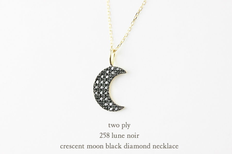 トゥー プライ 258 三日月 ブラック ダイヤモンド ネックレス 18金,two ply Crescent Moon Black Diamond Necklace K18