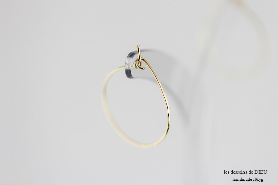 les desseins de DIEU 121 Solid Gold Hoop Earrings 1.8 レデッサンドゥデュー 金線 ハンドメイド フープピアス